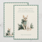 Christmas Kitty Cat with Pine Flat Holiday Card シーズンカード (正面/裏面)