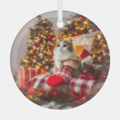 Christmas Kitty Glass Ornament ガラスオーナメント (正面)