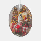 Christmas Kitty Glass Ornament ガラスオーナメント (正面左)