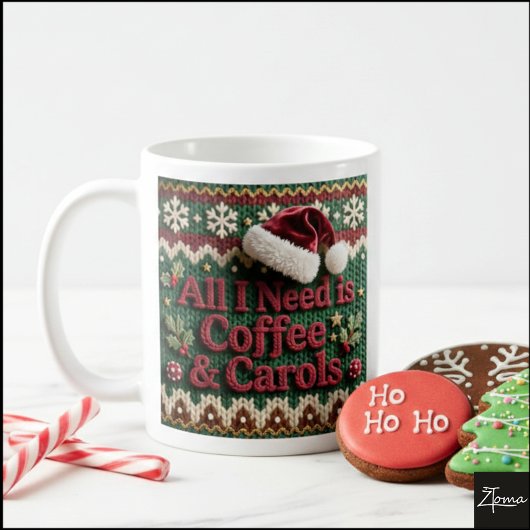 Christmas Knit Sweater All I Need is Coffee & Caro コーヒーマグカップ