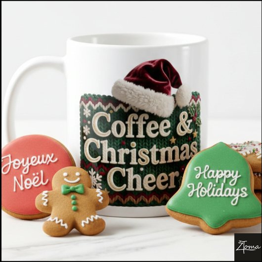 Christmas Knit Sweater Coffee & Christma Santa Hat コーヒーマグカップ