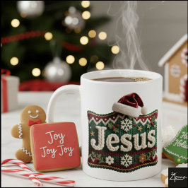 Christmas Knit Sweater Jesus Santa Hat コーヒーマグカップ