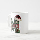 Christmas Knit Sweater Letter N Santa Hat コーヒーマグカップ (正面左)
