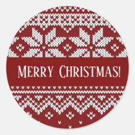 Christmas Knitted Red and White Sweater ラウンドシール