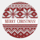 Christmas Knitted Red and White Sweater ラウンドシール (正面)