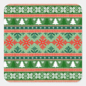 Christmas Knitting Pattern スクエアシール (正面)