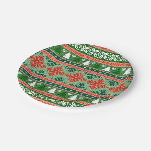 Christmas Knitting Pattern ペーパープレート (アングル)