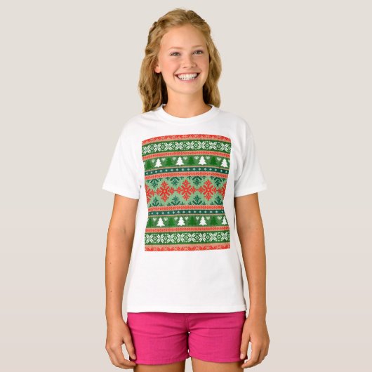 Christmas Knitting Pattern Tシャツ (正面フル)