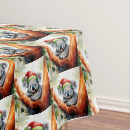 Christmas Koala Santa hat sitting in Gumtree テーブルクロス