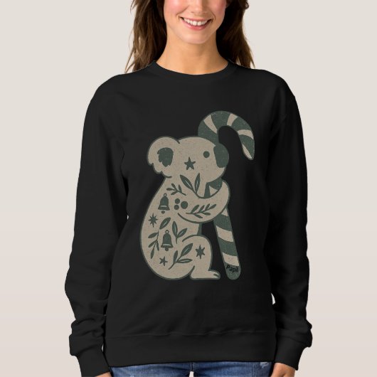 Christmas Koala with Candy Cane Sweatshirt スウェットシャツ (正面)