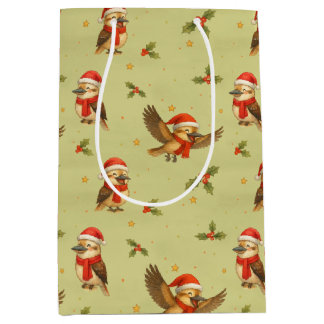 Christmas Kookaburra Watercolour Gift Bag ミディアムペーパーバッグ