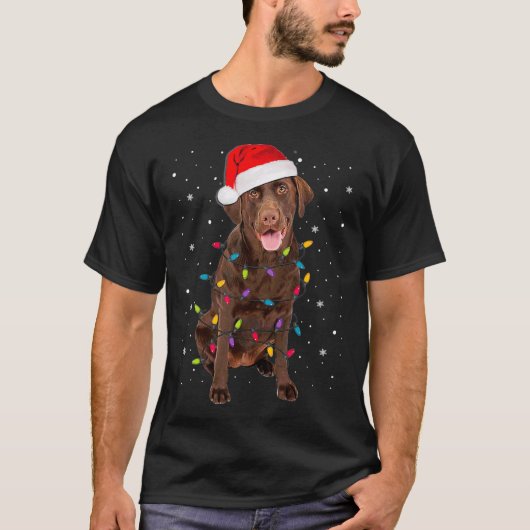 Christmas Labrador Retriever Dog Chocolate Lab Lov Tシャツ (正面)
