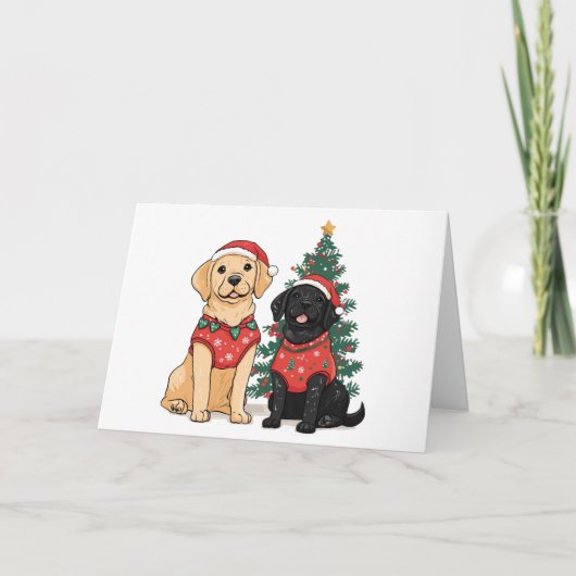 Christmas Labrador Retriever Dogs シーズンカード (正面)