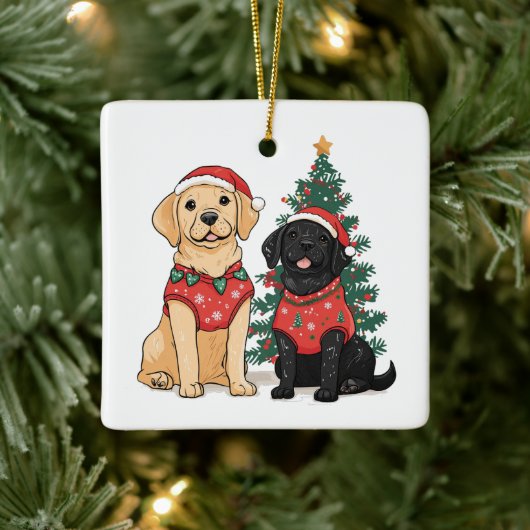 Christmas Labrador Retriever Dogs セラミックオーナメント (ツリー)