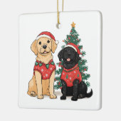 Christmas Labrador Retriever Dogs セラミックオーナメント (左)