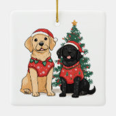 Christmas Labrador Retriever Dogs セラミックオーナメント (裏面)