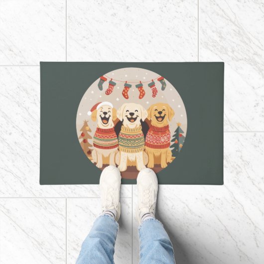 Christmas Labrador Retriever Dogs ドアマット (室内)