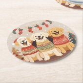 Christmas Labrador Retriever Dogs ラウンドペーパーコースター (アングル)