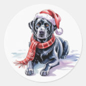 Christmas Labrador round sticker ラウンドシール (正面)