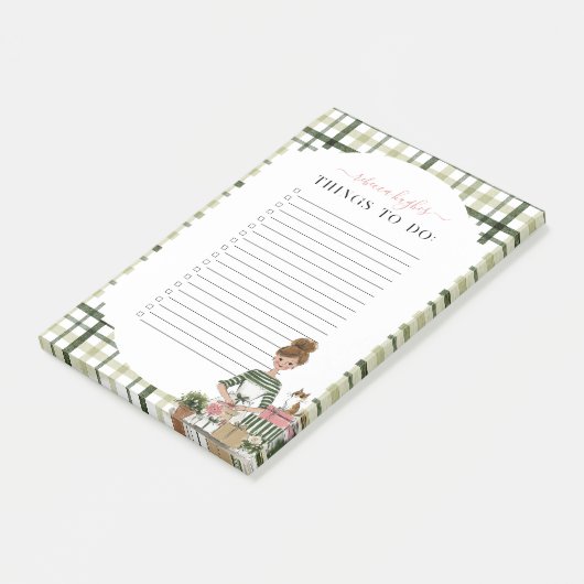 Christmas Lady with Cat Personalized To-Do ポストイット (アングル)