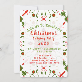 Christmas Ladybug Party Red White Green 招待状