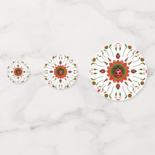 Christmas Ladybug Party Red White Green Table  コンフェッティ (裏面)