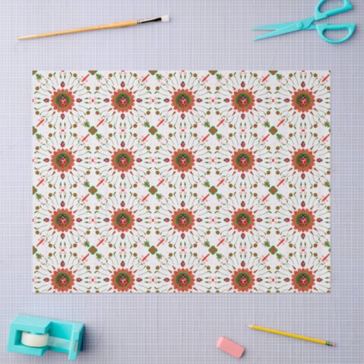 Christmas Ladybug Red White Green 薄葉紙 (クラフト)