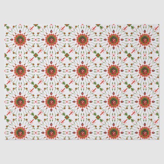 Christmas Ladybug Red White Green 薄葉紙 (正面)