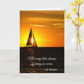 Christmas Lake Michigan Sunset カード (黄色い花)