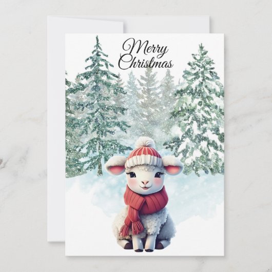 Christmas Lamb Flat Holiday Card シーズンカード (正面)