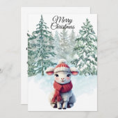 Christmas Lamb Flat Holiday Card シーズンカード (正面/裏面)