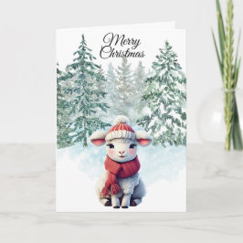 Christmas Lamb Folded Holiday Card シーズンカード