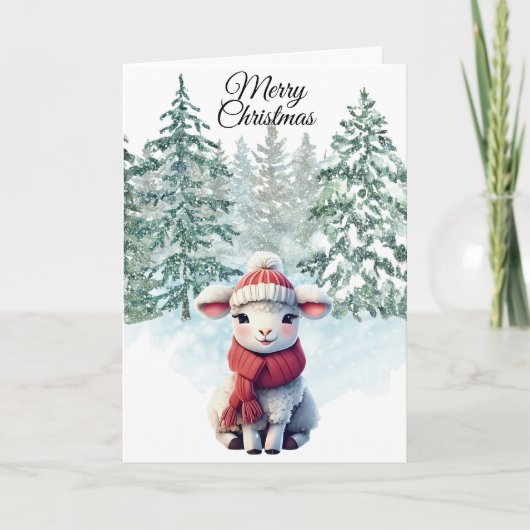 Christmas Lamb Folded Holiday Card シーズンカード (正面)