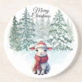 Christmas Lamb Sandstone Coaster コースター (正面)