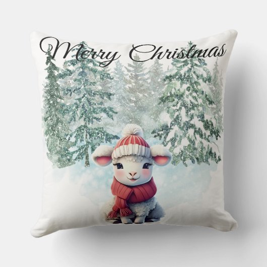 Christmas Lamb Throw Pillow クッション (裏面)