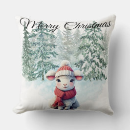 Christmas Lamb Throw Pillow クッション