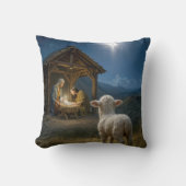 Christmas Lamb Watching the Nativity Scene クッション (正面)