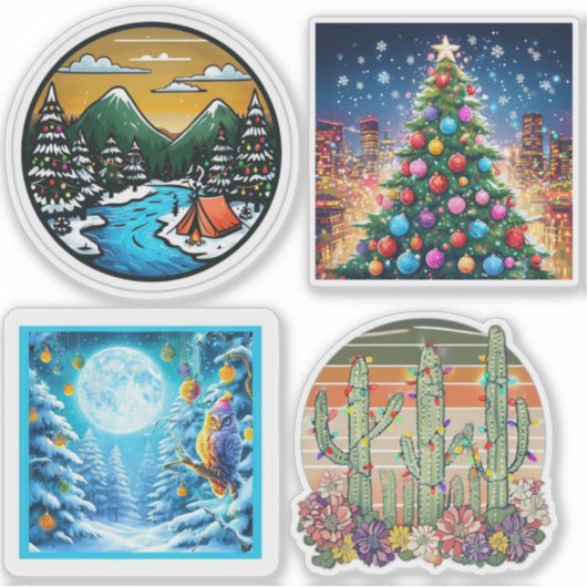 Christmas Landscape Vinyl Cut Stickers  シール (正面)