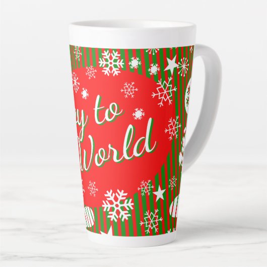 Christmas Latte Mug – Joy to the World Red & Green カフェラテマグ (右アングル)