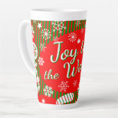 Christmas Latte Mug – Joy to the World Red & Green カフェラテマグ (左アングル)