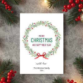 Christmas Leaves Wreath Holiday Card シーズンカード