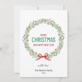 Christmas Leaves Wreath Holiday Card シーズンカード (正面)