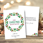 Christmas Leaves Wreath Holiday Greeting Card シーズンカード