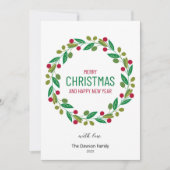 Christmas Leaves Wreath Holiday Greeting Card シーズンカード (正面)