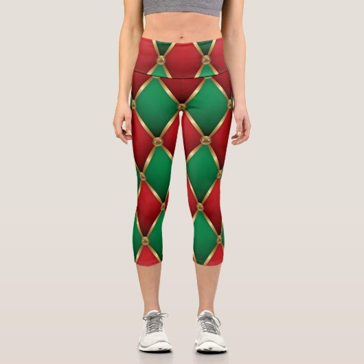 Christmas Leggings – Festive Holiday Pattern カプリレギンス (正面)