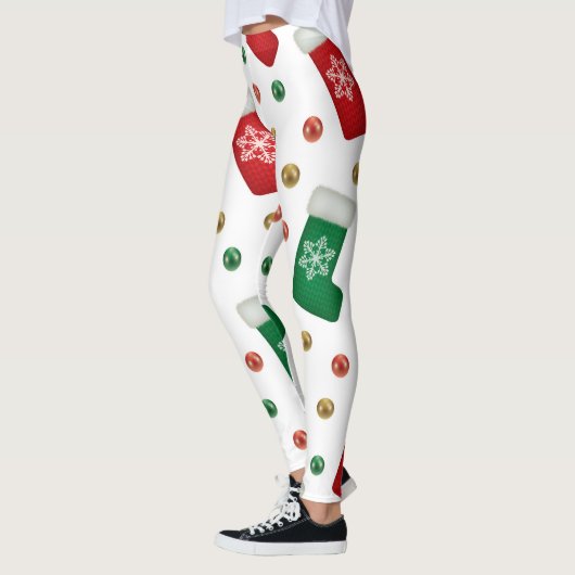Christmas Leggings – Festive Holiday Pattern  レギンス (左)
