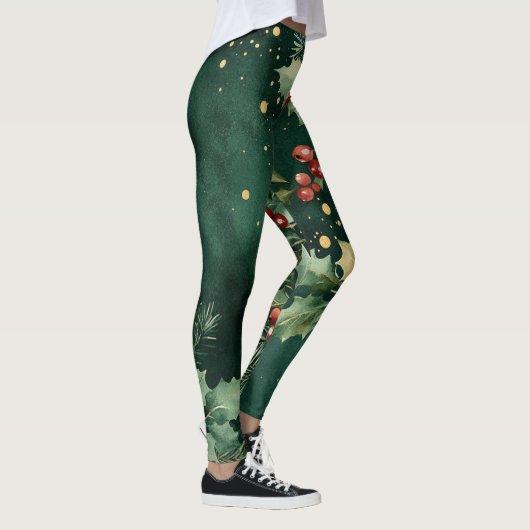Christmas Leggings – Festive Holiday Pattern レギンス (右)