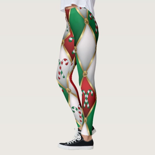 Christmas Leggings – Festive Holiday Pattern レギンス (左)