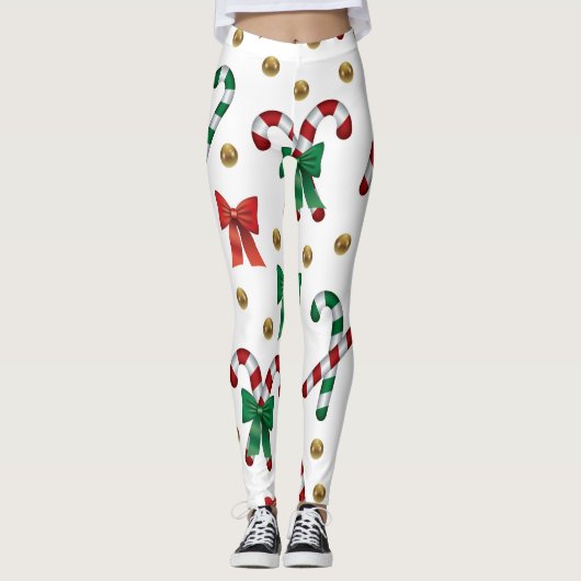 Christmas Leggings – Festive Holiday Pattern  レギンス (正面)