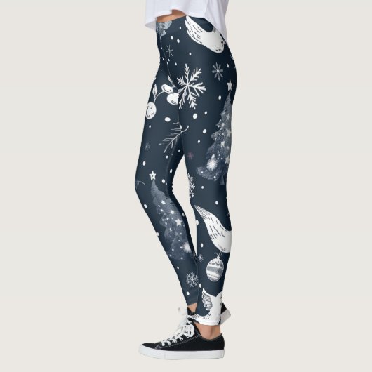 Christmas Leggings – Festive Holiday Pattern  レギンス (左)